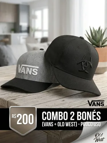 Combo 2 Bonés Originais (Vans Snapback + Old West) - Pouquíssimo Uso