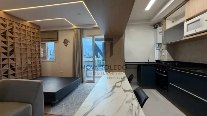 FLAT COM 1 DORM, TOTALMENTE MOBILIADO, DECORADO E PLANEJADO COM AR CONDICIONADO, VISTA E H