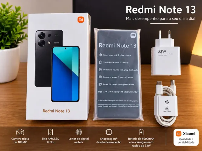 XIAOMI REDMI NOTE 13 6GB RAM 128GB - IMPECÁVEL, SEM MARCAS DE USO