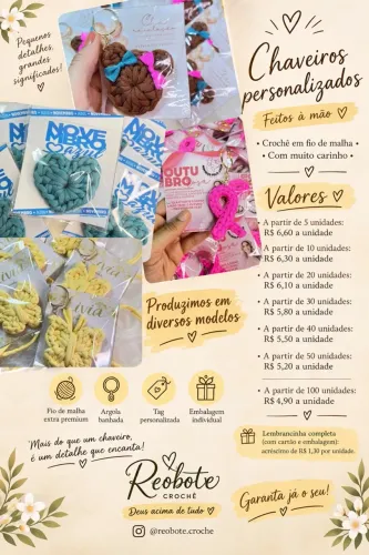 Chaveiros personalizados de crochê
