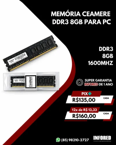 Memória CeaMere DDR3 8GB para PC
