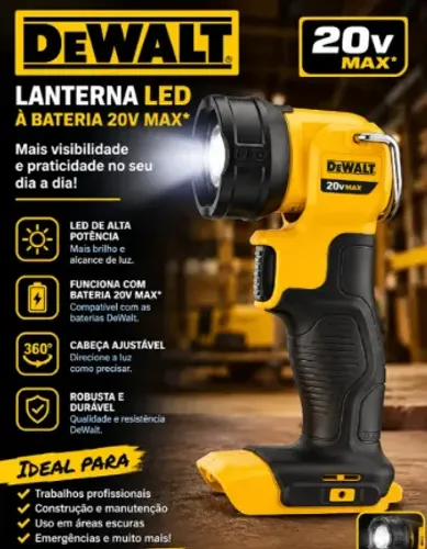 Lanterna LED dcl 040 + 01 bateria 4AH XR (20V) + 01 carregador (DeWALT)