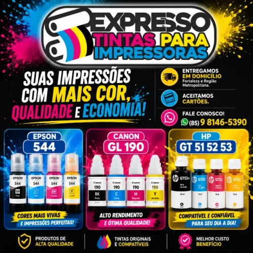 Tinta Epson HP e Canon Fazemos Entregas e Aceitamos Cartões. Fale Conosco.