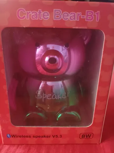 Caixa de som urso speaker, acompanha cabo USB, conexão via Bluetooth