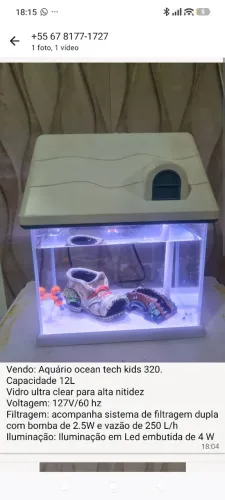 Aquário para peixe pequeno