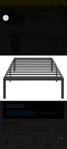 Cama Estrado de Metal Solteiro Preta
