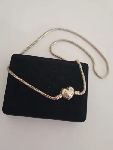 Colar Prata 925 pandora original heart cravejado