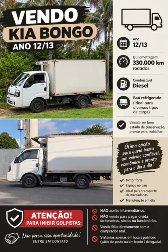 Kia Bongo 2012/2013 - Baú Refrigerado com Porta Traseira