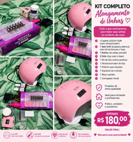 KIT COMPLETO ALONGAMENTO DE UNHAS!!