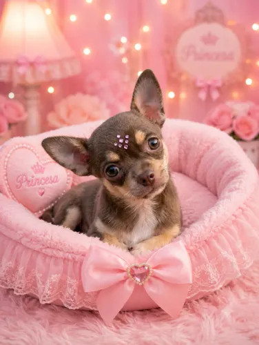Chihuahuas miniaturas, fêmea pelo curto, macho pelo longo/ com contrato