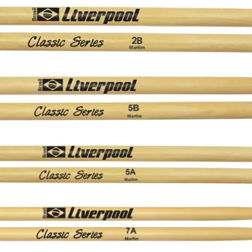 Baquetas Liverpool 2B 5A 5B 7A Classic Series Marfim Profissiona Kit Par Para Bateria NF-E