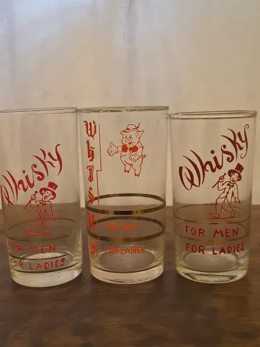 Trio de Copos de Whisky Antigos Vintage Anos 50/60 - For Men / For Ladies