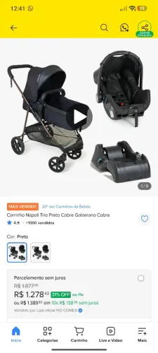 Carrinho de bebê + bebê conforto Galzerano