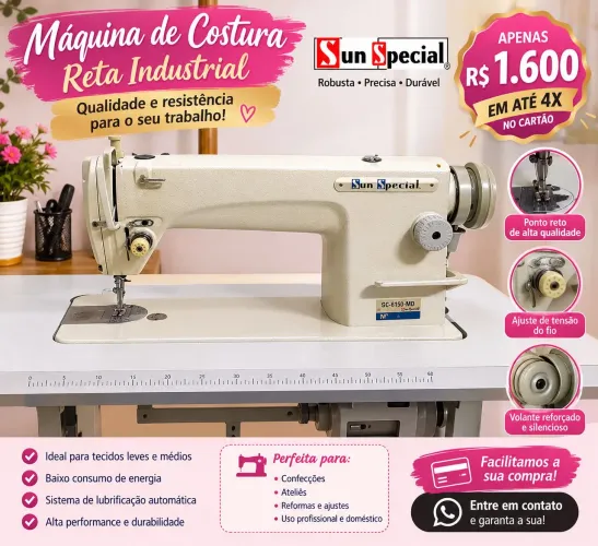 Máquina de costura reta industrial