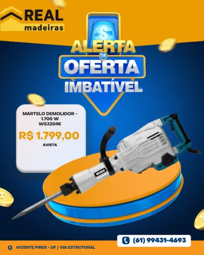PROMOÇÃO! MARTELO ROMPEDOR 17000W 16KG