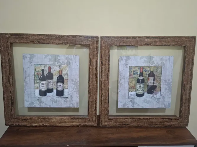Quadros lindos, Moldura grossa, vidro duplo Vinhos