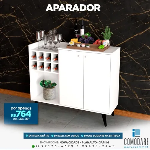 Aparador com Adega 2 Portas 110cm por R$ 764