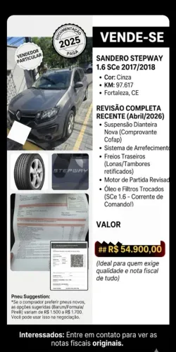 Renault Sandero Stepway Dynamiq. Flex 1.6 16V 5P 2018