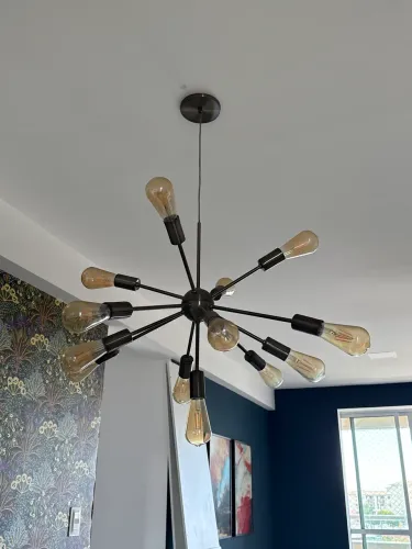 Lustre Pendente Sputnik Aranha Preto Industrial Moderno Sala de Jantar Quarto Cozinha