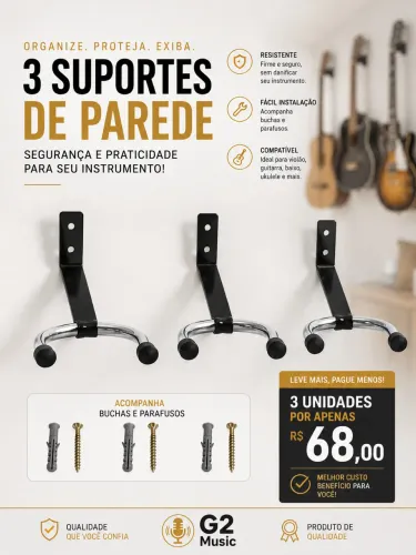 3 suportes para instrumentos musicais