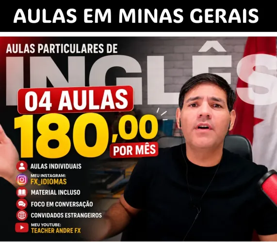FAÇA AULAS PARTICULARES INGLÊS INDIVIDUAIS EM MINAS