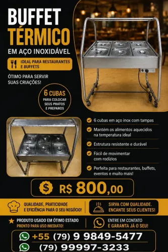 Estufa buffet em aço inoxidável