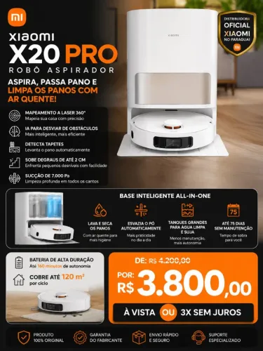 Robô Aspirador Xiaomi X20 Pro - NOVO