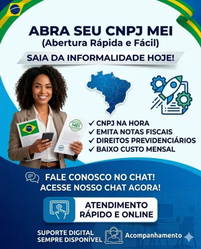 Abertura de CNPJ MEI, rápido e prático.