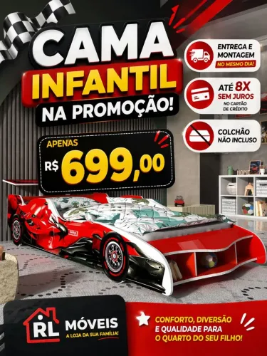 Cama Infantil Menino Na Promoção/Entrega É Montagem Grátis Loja R L Moveis 