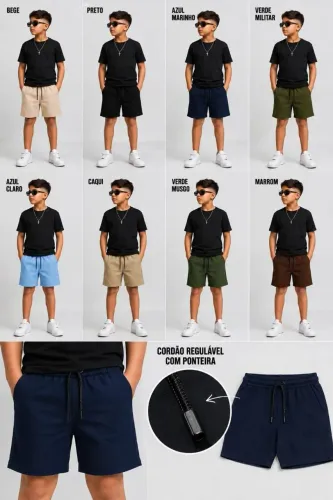 short linho infantil de 2 a 12 anos 