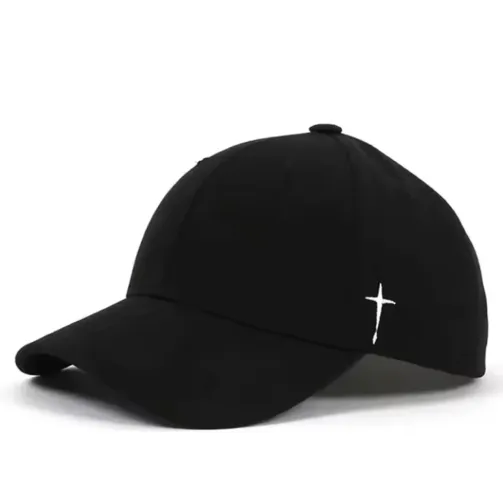 Boné preto simples cruz bordado ajustável