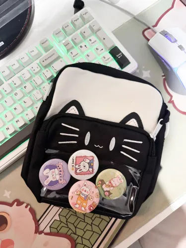 Bolsa Cat Com Bottons Ombro Streetwear