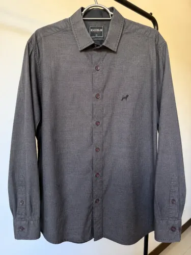 Camisa Social Masculina Beagle Brand Manga Longa Cinza - Tamanho G