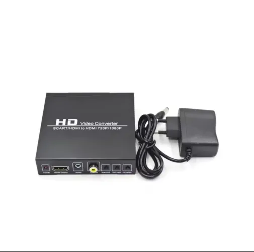 Kit conversor HD video converter cabo scart e adaptador de tomada