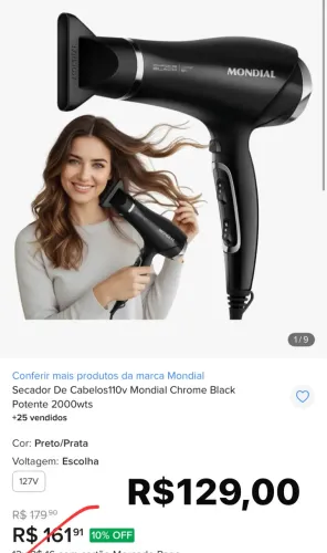Secador de cabelo mundial