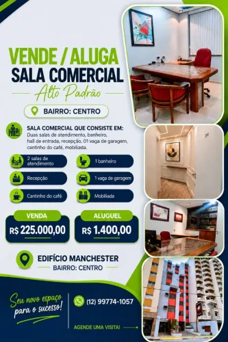 Sala Comercial de Alto Padrão - Centro de Taubaté | Venda ou Locação