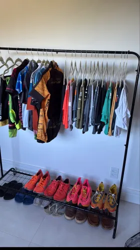 6 Cabideiros Arara De Roupas De Chão Com Sapateira Loja Quarto