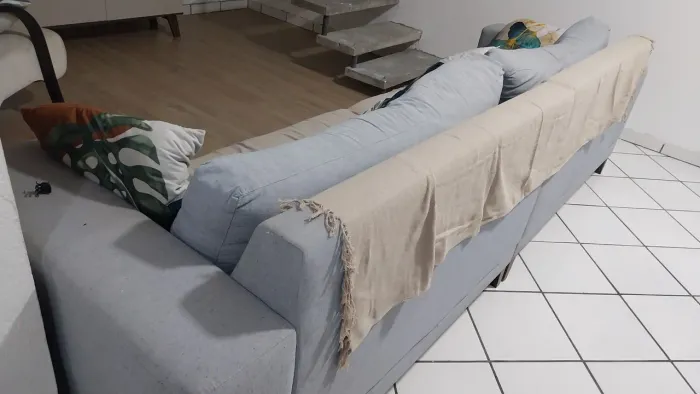 Sofá Plus Volga 4 Lugares Linho Cinza 280 cm