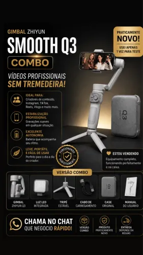 Gimbal Q3 Combo na Caixa | Ideal para Reels e TikTok