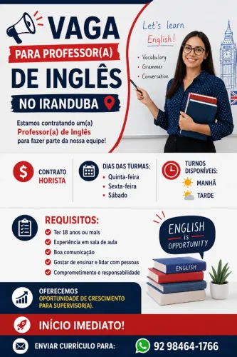 Vaga para professor de inglês