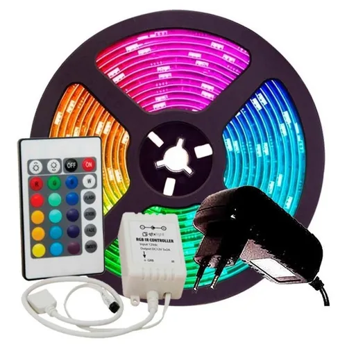 Fita Led Rgb 5050 Rolo 5m 300 Leds Ip65 + Controle + Fonte