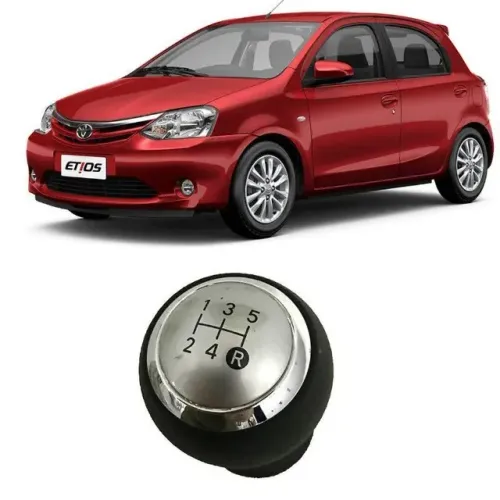 Bola de Câmbio Toyota Etios 13 à 16 5M - Preta c/Tampa Prata Aro Cromado - N500021