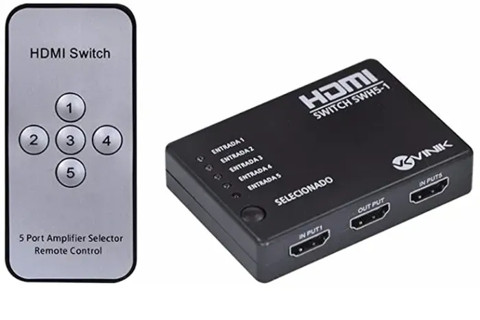 Switch Hdmi 5x1 4k Com Controle Full Hd 3d
