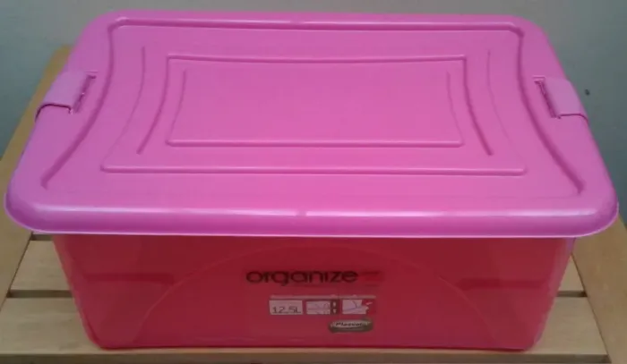 Caixa Organizadora 12,5 Litros Rosa - Plasvale Ref 293