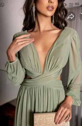 Vestido de Festa Verde Oliva