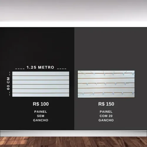 Painel expositor 1.25 metro  X 60cm altura (canaletado) Novo.