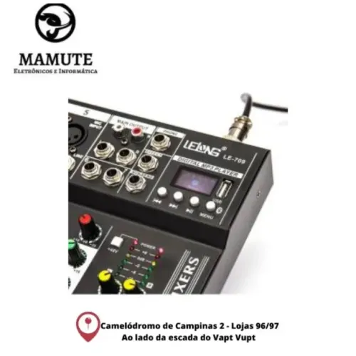 Mesa De Som Bluetooth Usb Mixer Mp3 Digital 7 Canais Le-709 Bivolt