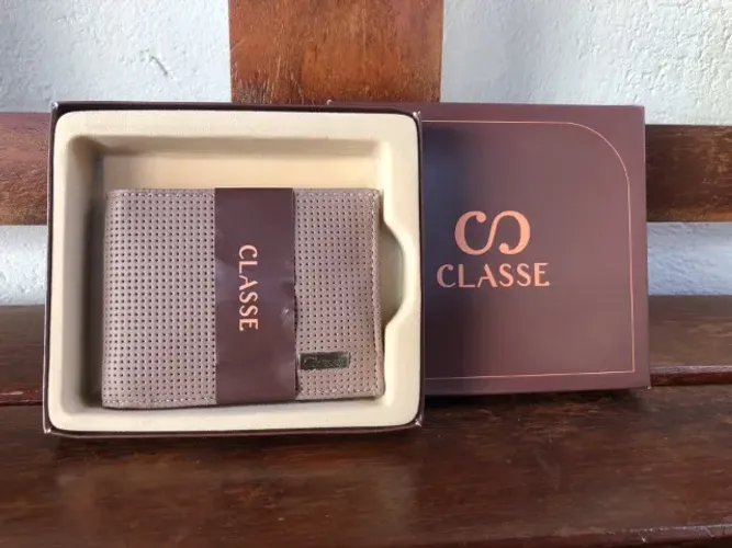 Carteira Masculina Porta Cartão Classe Couro Elegante M215 Creme