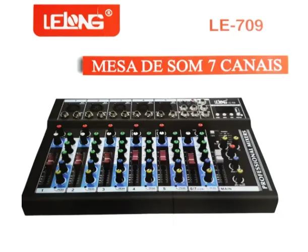 Mesa Som Lelong 6 Canais Bluetooth Usb