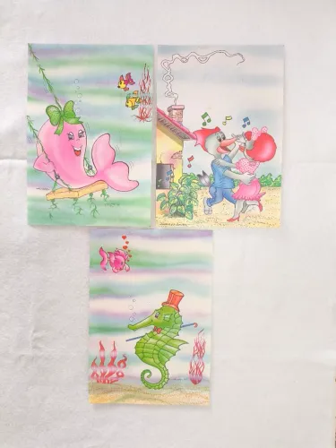 3 folhas de papel de carta vintage.